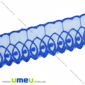 Кружево органза Волна, 50 мм, Синее, 1 м (LEN-015552)