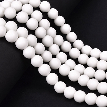 Намистини Мармур білий, Синт. камінь, 10,5 мм, Круглі (BUS-051867)