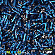 Бисер чешский Стеклярус 3 10/0, №67100, Синий темный блестящий скрученный, 7 мм, 5 г (BIS-050533)