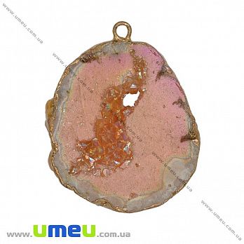 Підвіска з натурального каменю, Друза агату, Помаранчева, 50х41 мм (POD-033057)