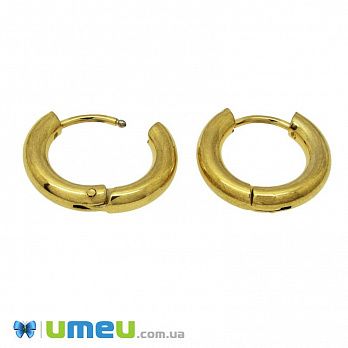 Сережки-кільця Huggie з нержавіючої сталі, 16х15х3 мм, Золото (STL-047283)