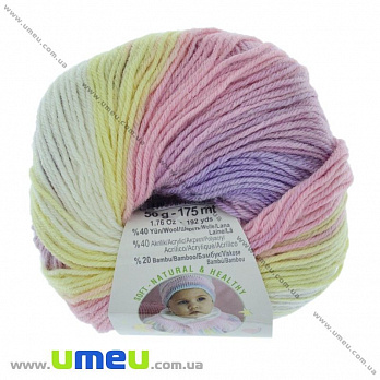 Пряжа Alize Baby Wool Batik 50 г, 175 м, Розово-желтая 4006, 1 моток (YAR-029493)