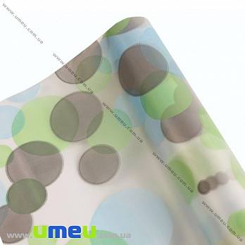 Пакувальна плівка матова Горох, Сіро-зелена, 68х100 см (UPK-030247)
