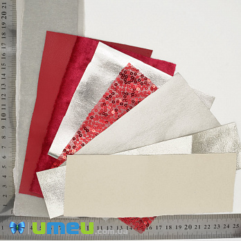 Набор тканей, Серебристо-красный, 1 набор (LTH-040968)