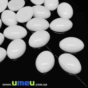 Кабошон пластиковий, Овал, 18х13 мм, Білий (KAB-031928)