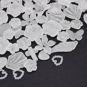 Намистини пластикові, Мікс білий матовий (BUS-061998)