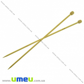 Спицы прямые с заглушкой бамбуковые, 6,0 мм, 34 см, 1 пара (YAR-023880)