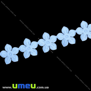 Тесьма тисненая Цветы, 18 мм, Голубая, 1 м (LEN-014541)