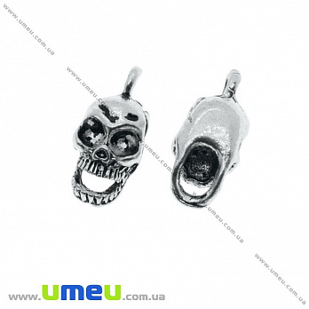 [Архів] Підвіска металева Череп, Античне срібло, 16х7х6 мм (POD-002531)