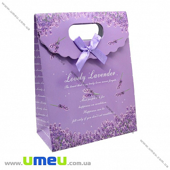 Подарунковий пакет на липучці, Квіти, Бузковий, 16х12х6 см (UPK-020405)