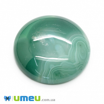 Кабошон нат. камінь Агат зелений, Круглий, 25 мм (KAB-050011)