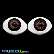 Очі клейові для ляльок, 22,5х16 мм, Коричневі, 1 пара (DIF-049682)
