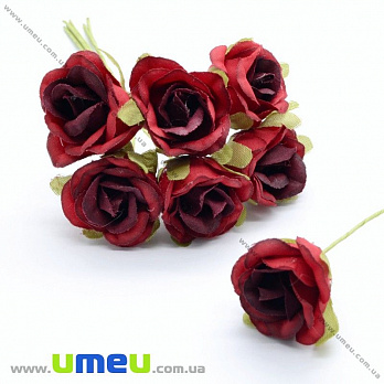 Роза тканевая, 20 мм, Красная, 1 шт (DIF-019798)
