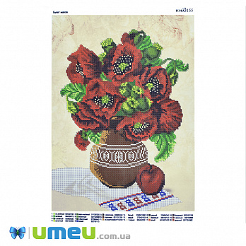 Схема для выш. бісером, Юма, Букет маків, 38х28 см (UPK-048422)