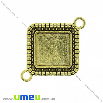 Основа-конектор ромб, 39х30 мм, 14х14 мм, Античне золото (OSN-028201)
