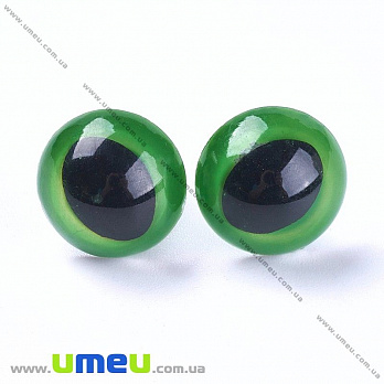 Глазки со штифтом круглые (с заглушками), 15 мм, Зеленые, 1 комплект (DIF-030540)