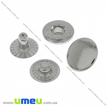 Кнопка альфа (пробивная) металлическая, Темное серебро, 12 мм, 1 шт (SEW-023992)
