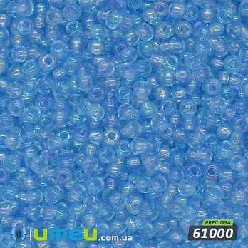 Бісер чеський №765 / 61000, Блакитний світлий, Прозорий райдужний, 10/0 (BIS-036590)