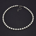 Колье белое, Бусины стеклянные, 38 см, Нерж сталь (BUS-062318)