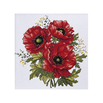 Набір для вишивання нитками та бісером VDV, Маки М-0312, 20х20 см (SXM-056607)