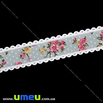 Тасьма гобеленова в горошок, 25 мм, Сіра (LEN-025638)