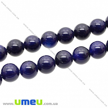 Бусина натуральный камень Агат синий, 10 мм, Круглая, 1 шт (BUS-018893)