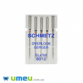 Иглы SCHMETZ OVERLOCK №80/12 для бытовых швейных машин, 5 шт, 1 набор (SEW-043701)