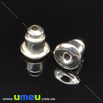 Заглушки для пусет, Светлое серебро, 6х5 мм, 1 пара (OSN-015371)