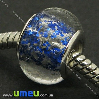 [Архів] Намистина PANDORA Lampwork, 14х10 мм, Синя, Срібло (BUS-006513)