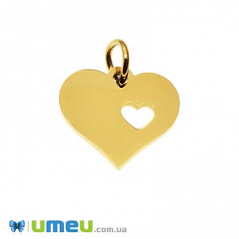 Підвіска з нержавіючої сталі Серце, 12х12,5 мм, Золото (STL-049150)