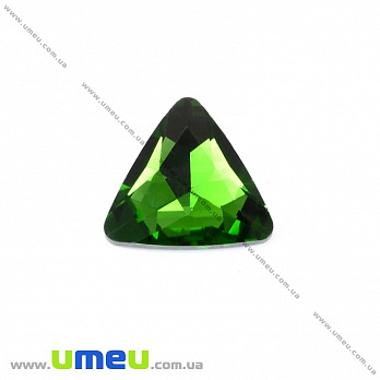 Риволи стеклянный, Треугольный граненый, 18х18 мм, Зеленый, 1 шт (KAB-010023)