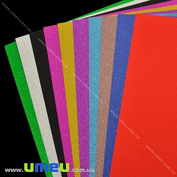 Картон кольоровий структурований гліттерний, А4, 10 кольорів, 10 листів (DIF-033715)