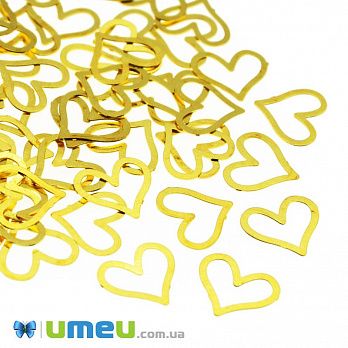 Декоративний елемент Серце, 6х5х0,1 мм, Золото (DIF-047130)