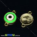 Конектор металевий Оберіг, 18х12 мм, Салатовий, Золото (KON-028346)