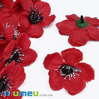 Мак тканинний (головка), 60 мм, Червоний (DIF-044998)