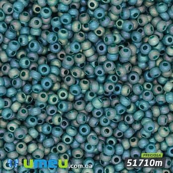 Бісер чеський №764m/51710m, Смарагдовий, Матовий райдужний, 10/0 (BIS-043880)