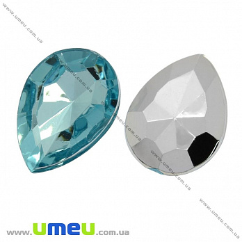 Ріволі пластиковий, Крапля гранована, 18х13 мм, Світло-блакитний (KAB-009514)