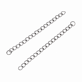 Ланцюг-подовжувач з нерж. сталі з кільцем, 4,5-5 см, Темне срібло, 4х3 мм (ZEP-055298)
