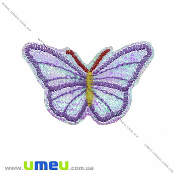 Термоаппликация Бабочка блестящая, 6х4 см, Сиреневая, 1 шт (APL-022205)