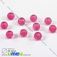 Намистина скляна Бите скло, 4 мм, Темно-малиновий, Кругла, 50 шт (BUS-002696)