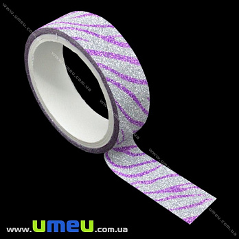 Декоративний скотч гліттерний, 15 мм, Бузковий (DIF-018163)