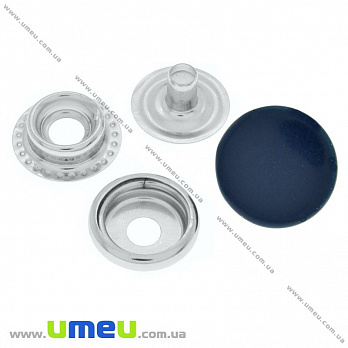 Кнопка каппа (пробивная) металлическая, Темное серебро, 15 мм, Синяя, 1 шт (SEW-023991)
