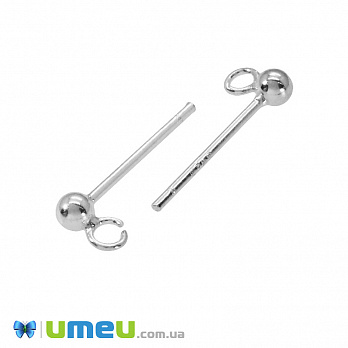 Пусети з кулькою Срібло (925 проба), 13,7 х5х2, 5 мм (SER-046929)