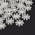 Кабошоны пластиковые, Снежинки, 14 мм, Белые (KAB-060895)