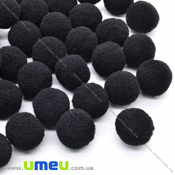 Помпоны бархатные 2 см, Черные, 1 уп (10 шт) (DIF-033330)