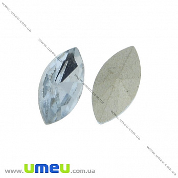 Ріволі скляний, Човник гранований, 10х5 мм, Блакитний світлий (KAB-022018)