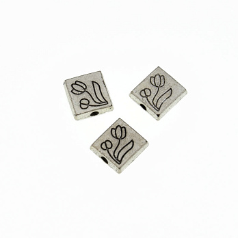 Бусины мет. Цветочек, 8х8 мм, Античное серебро (BUS-032689)