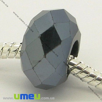 [Архів] Намистина PANDORA скляна під кришталь, 14х8 мм, Мокрий асфальт (BUS-006862)