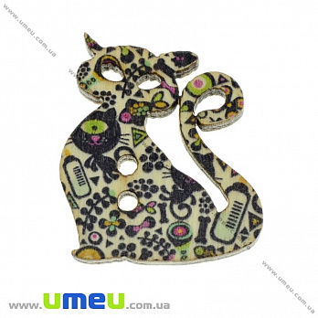 Декоративний пришивний елемент Кішка, 29х25 мм (DIF-021285)