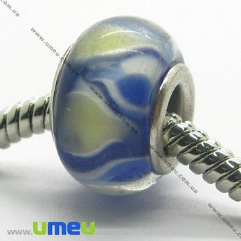 [Архів] Намистина PANDORA Lampwork, 14х10 мм, Синя, Срібло (BUS-004253)